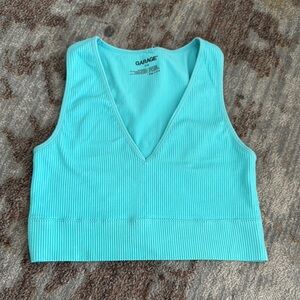 Garage Ribbed Green and Blue Crop Tank Top